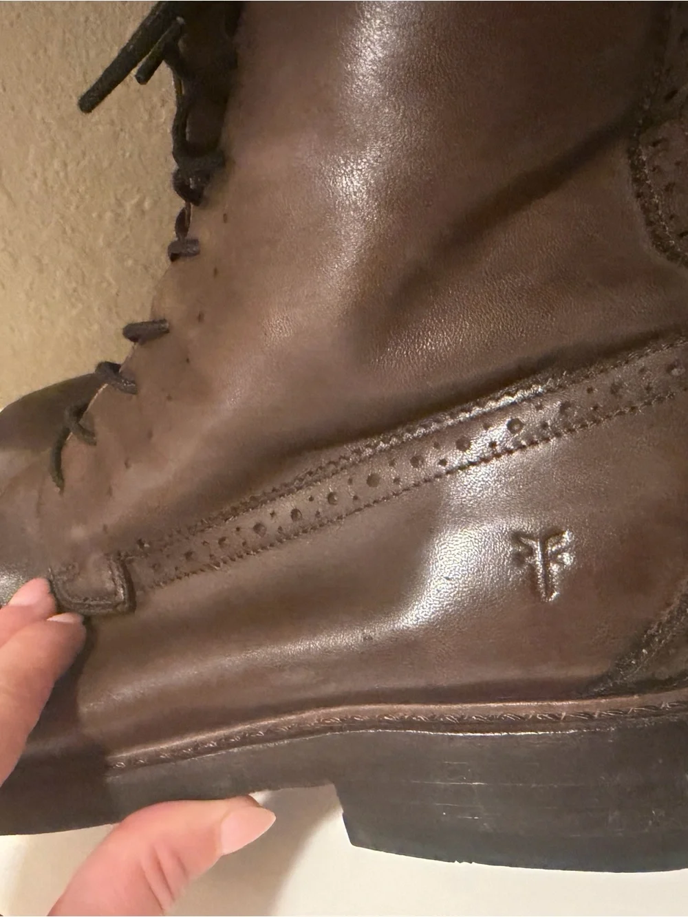 Frye Men's Dark Brown Leather Cap-Toe Lace Boot